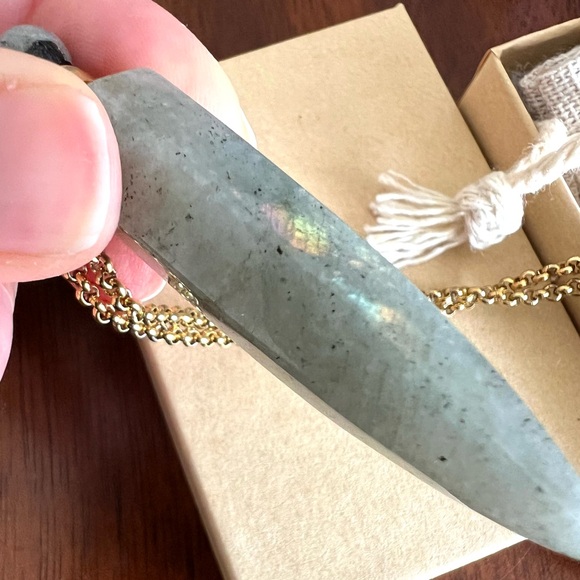 NIB Labradorite Perfume Amulet Pendant Necklace - Picture 15 of 15